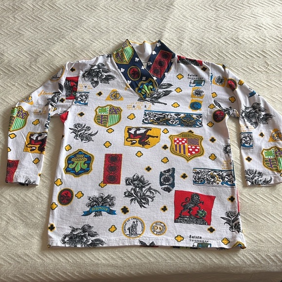 Vintage Units Limited Edition Novelty Print V neck long sleeve Top - Picture 1 of 12